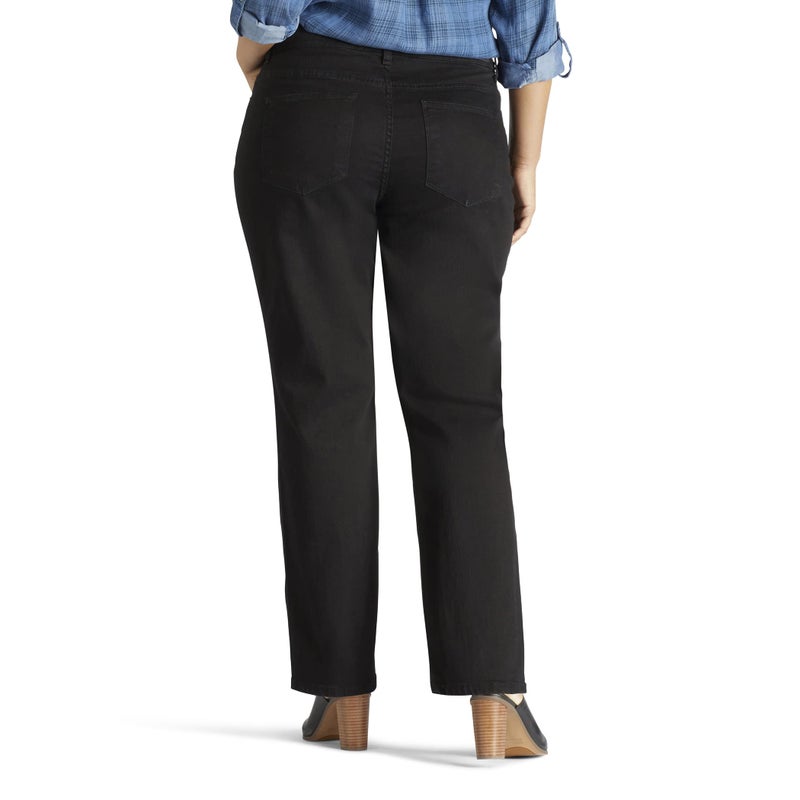Lee Women's Plus Size Instantly Slims Classic Relaxed Fit Monroe Straight Leg Jean, Black, 20 Plus Petite - Image 2